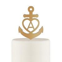 love anchor acrylic cake topper metallic gold