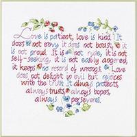 love is patient stamped cross stitch kit 12x10 230576