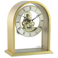 London Clock Company Gold and Glass Small Arch Top Skeleton Mantel Clock