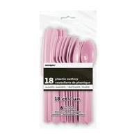 Lovely Pink Plastic Cutlery 18 Pieces