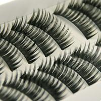 Longer Darker Thicker Curved Version Handmade Black Fiber Lashes False Eyelashes 1030#(10 Pairs Per Box)