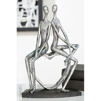 Lovestory Sculpture In Antique Silver With Black Base