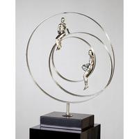 Love Story Sculpture In Silver With Black Marble Base