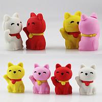 lovely fortune wealth lucky cat assemble rubber eraser random color