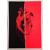 LoveArt Torn - Black and Fluro Red By Warren Fox
