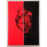 LoveArt Torn - Fluro Red and Black By Warren Fox