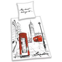 London Art Cotton Single Duvet Cover & Pillowcase Set