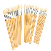 Long Handle Round Tip Hog Brushes (Pack of 6)