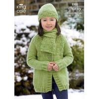 long and short jackets hat and scarf in king cole comfort chunky 3303