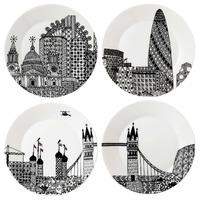 London Calling Side Plates 22cm (Set of 4) - Charlene Mullen
