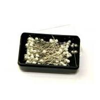 Long Pearl Heads Pins 40mm x 0.58mm Ivory