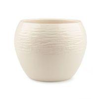 Lorance Round Clay Cream Glazed Plant Pot (H)15cm (Dia)18cm