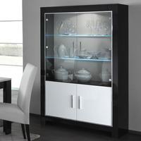 Lorenz Display Cabinet In Black And White High Gloss With LED