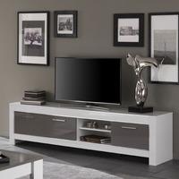 Lorenz Large TV Stand In White And Grey High Gloss