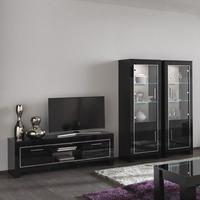 Lorenz Living Room Set In Black High Gloss And LED Lights