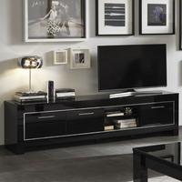 Lorenz Large TV Stand In Black High Gloss With 3 Doors