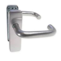 LocksOnline Aluminium Round Bar Lever Door Handle on Backplate