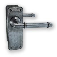 locksonline belfry pewter hand forged door handle set on backplate