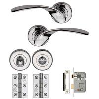 lorenz door handle on round rose for bathroom polished chrome