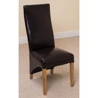 lola curved back leather dining chair brown