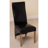 lola curved back leather dining chair black