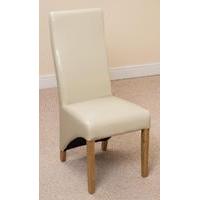 lola curved back leather dining chair ivory