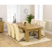 lourdes 230cm solid oak extending dining table with kingston chairs