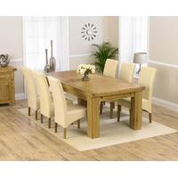 lourdes 230cm solid oak extending dining table with canberra chairs