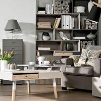 LORI CONCERTINA BOOKCASE in Graphite, Cashmere & Oak Grey