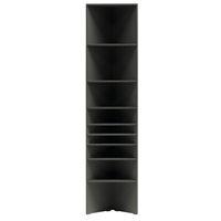 lori tall narrow corner bookcase in graphite