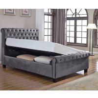 LOLA UPHOLSTERED OTTOMAN BED IN SILVER by Flair Furnishings - King