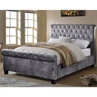 LOLA UPHOLSTERED BED IN SILVER by Flair Furnishings - King