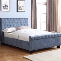 LOLA UPHOLSTERED OTTOMAN BED IN BLUE by Flair Furnishings - King