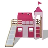 loft bed with slide ladder natural colour castle themed