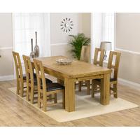 loire 230cm solid oak extending dining table with louis chairs