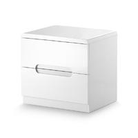 london white high gloss 2 drawer bedside chest