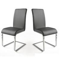 lotte i dining chair in grey faux leather in a pair