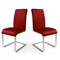 Lotte I Red Faux Leather Dining Chair In A Pair
