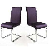 Lotte I Violet Faux Leather Dining Chair In A Pair