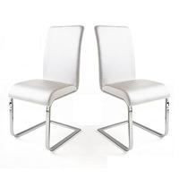 Lotte I Dining Chair In White Faux Leather in A Pair
