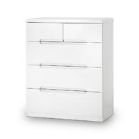 London White High Gloss 2 Over 3 Drawer Chest