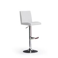 Lopes White Bar Stool In Faux Leather With Round Chrome Base