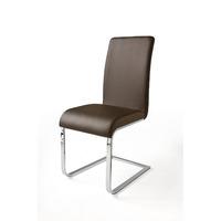 Lotte I Metal Swinging Brown Faux Leather Dining Chair