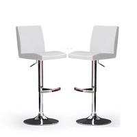 Lopes Bar Stools In White Faux Leather in A Pair