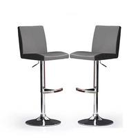 Lopes Bar Stools In Grey Faux Leather in A Pair