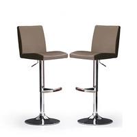 Lopes Bar Stools In Cappuccino Faux Leather in A Pair