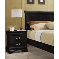 louis philippe black bedside cabinet 2 drawers