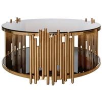 Lorentz Metal and Glass Round Coffee Table Rose Gold