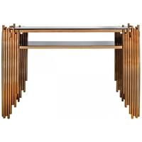 lorentz metal and glass console table rose gold