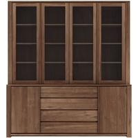 Lodge Teak 4 Glass Door 2 Door 3 Drawer Cupboard